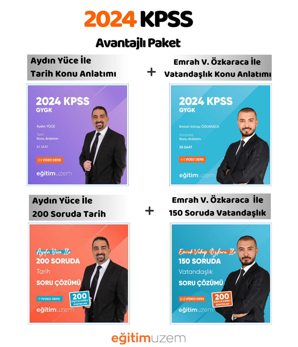 Tarih Konu Anlatımı Video Ders + Vatandaşlık Konu Anlatımı Video Ders + Aydın Yüce İle 200 Soruda Tarih + Emrah V. Özkaraca İle 150 Soruda Vatandaşlık
