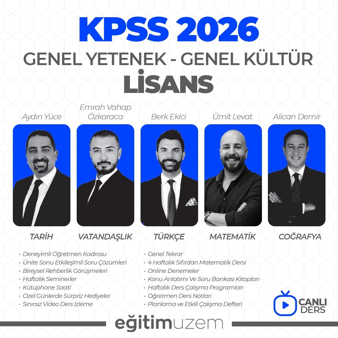 2026 KPSS LİSANS GENEL YETENEK GENEL KÜLTÜR - CANLI DERS