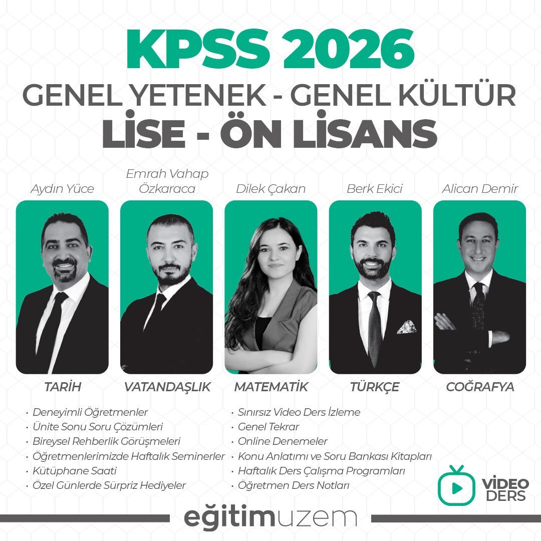2026 KPSS LİSE / ÖN LİSANS GENEL YETENEK GENEL KÜLTÜR - VİDEO DERS
