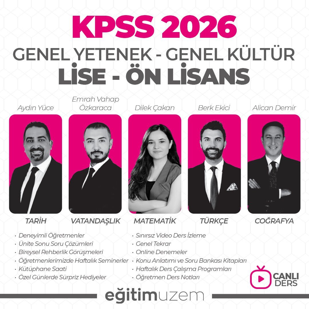 2026 KPSS LİSE / ÖN LİSANS GENEL YETENEK GENEL KÜLTÜR - CANLI DERS